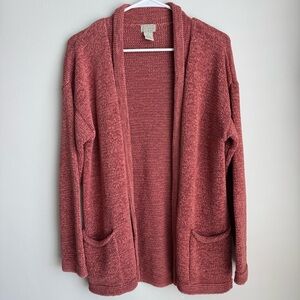 Sigrid Olsen Coral Open-Front Two Pockets Cardigan Size Medium